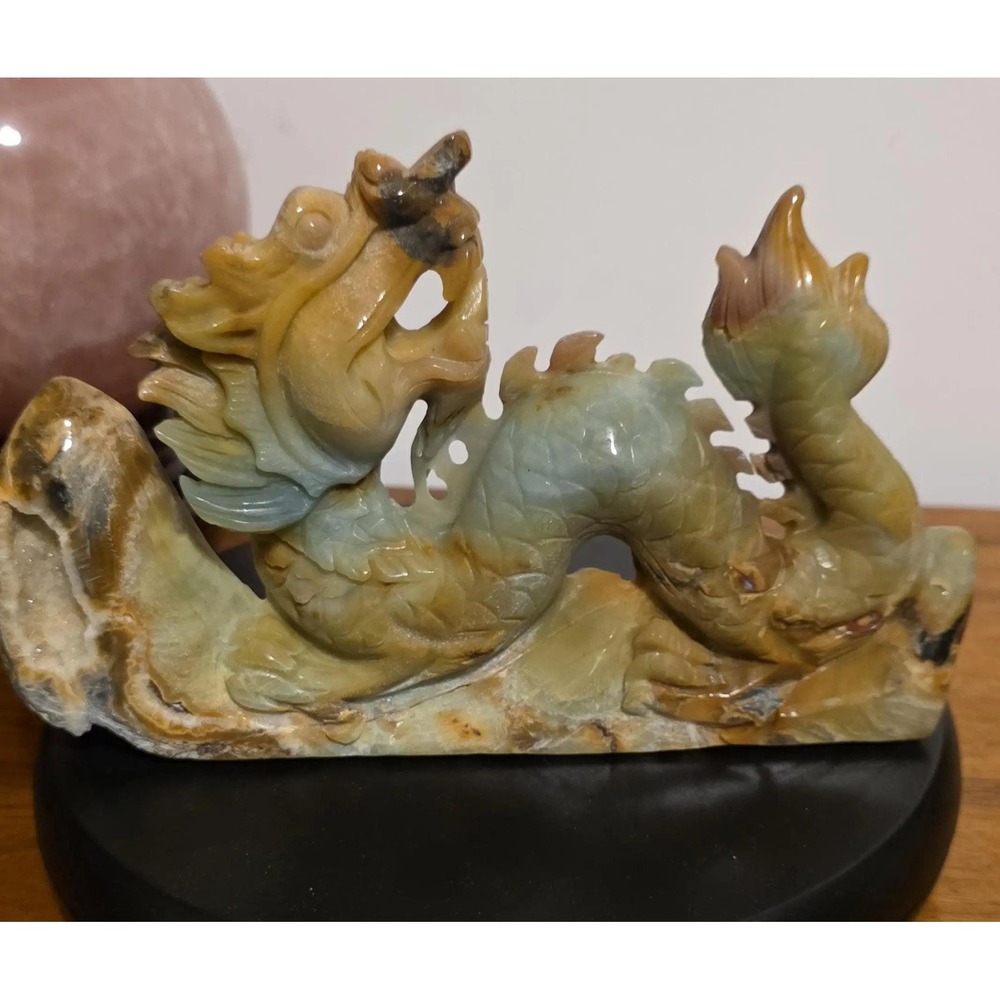 Caribbean Calcite Crystal Dragon, Japanese Serpentine, Entryway Decor